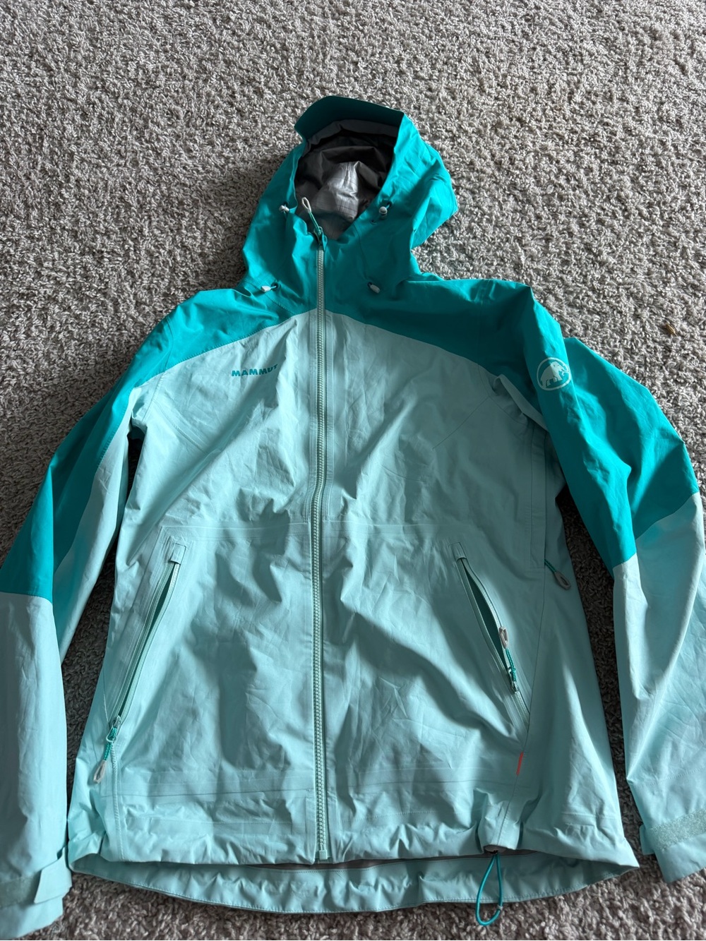 Mammut Women's Teal and Light Teal Hooded Ski Jacket